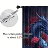 2pcs, spring summer Curtains Pink Dragon Rose Art Digital Print Drapes Polyester Woven Outdoor Decorations Ldeal for Kitchen 5