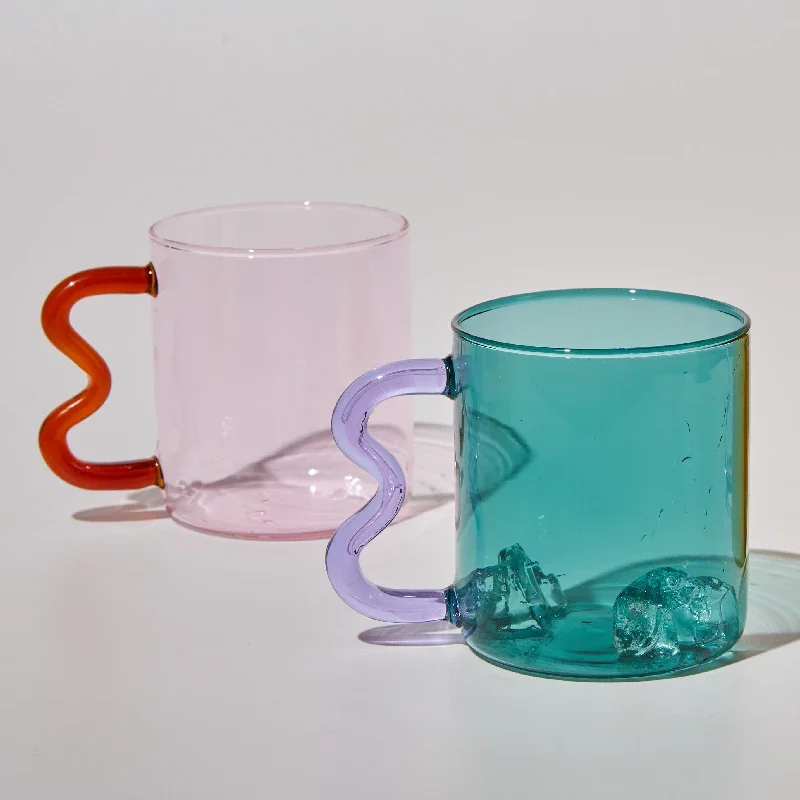 Glass Water Cup Double Wall Glass Cup Colored Glass Mug For Hot Water