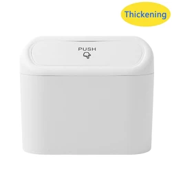 Compact Hanging Mini Trash Can with Lid for Home, Office, and Car (White thickening)