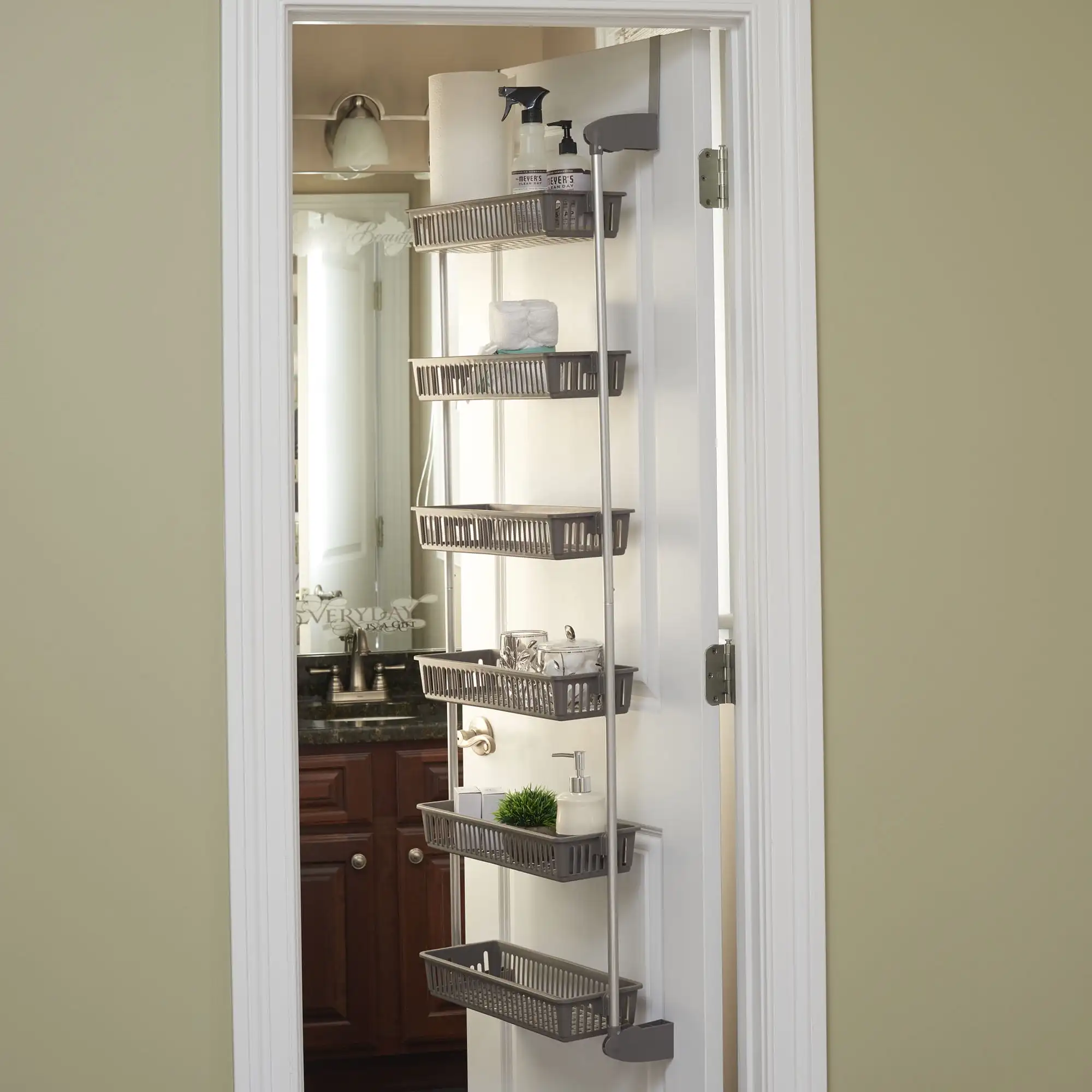 

Household Essentials 6 Basket Over-Door Rack, Grey