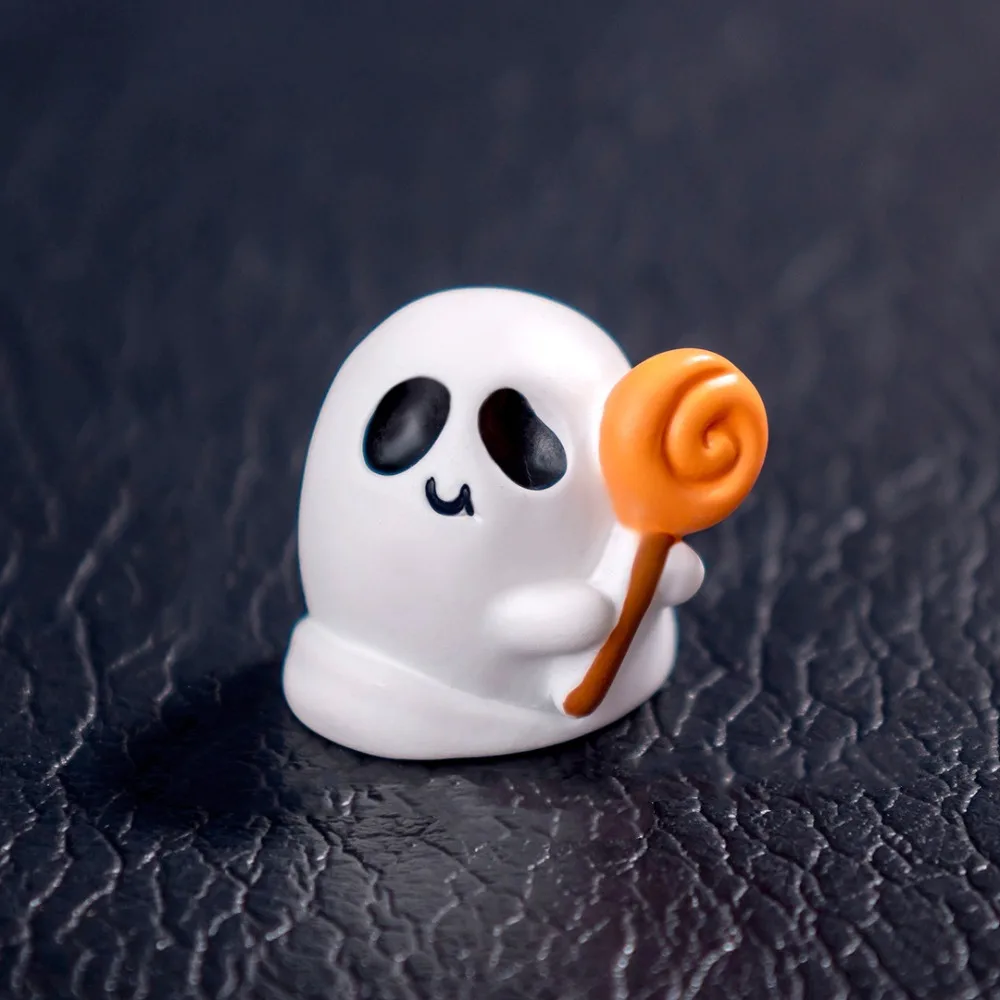 Ghost Mini Pumpkin Resin Doll Bat Black Cat Hallowmas Doll House Accessories Skull Props Halloween Ghost Miniatures Doll House