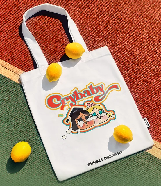 POPMART CRYBABY Sunset Concert Series Canvas Shoulder Bag Cute 
