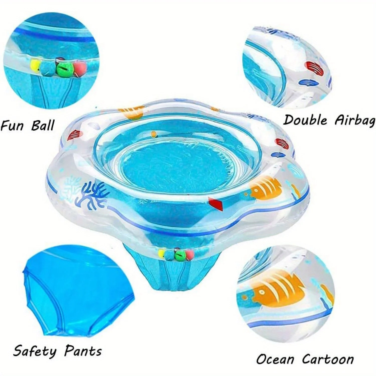 Baby Swimming Lifebuoy Baby Swimming Bath Training Environmental Safety Double Airbag Blue Ring