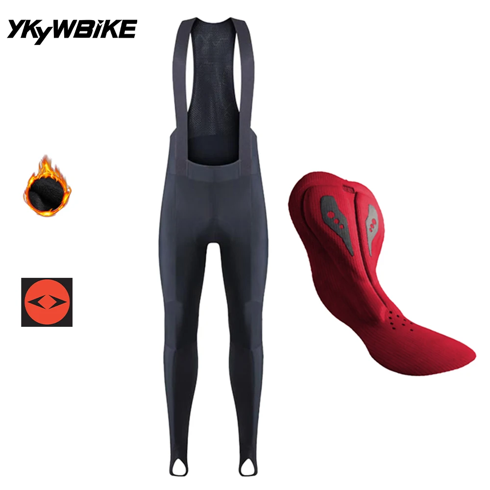 Cycling Tights Men Cycling Bib Long Tights Interface Padding Winter Thermal Fleece Bicycle Bib Pants Road Bike Bibs