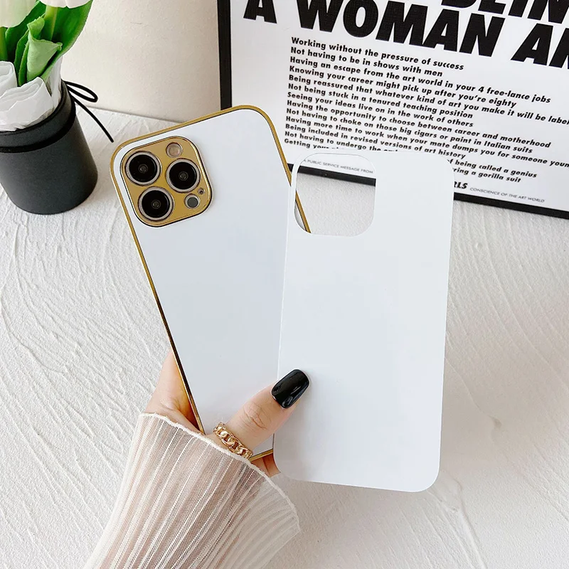 

10pcs Luxury electroplating gold color sublimation phone case for iphone 14 13 12 pro 11 max xs x xr 7 8 plus se 2020 2022 cover
