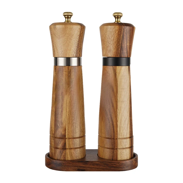 Salt and Pepper Grinder Set, Wood Pepper Mills, Wooden Salt