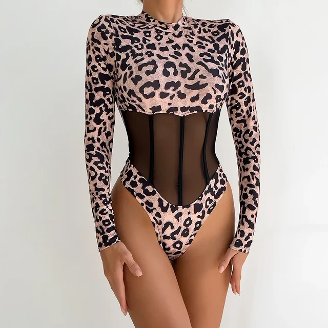 Bodysuit Leopard print tight waistband jumpsuit - Image 3