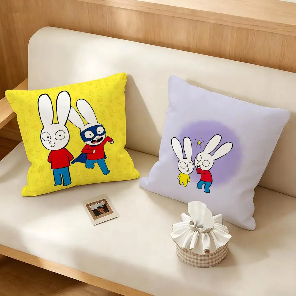 사이먼 슈퍼 래빗 쿠션 커버 4개 부드러운 플러시 쿠션 커버 40x40 45x45 소파 침실용