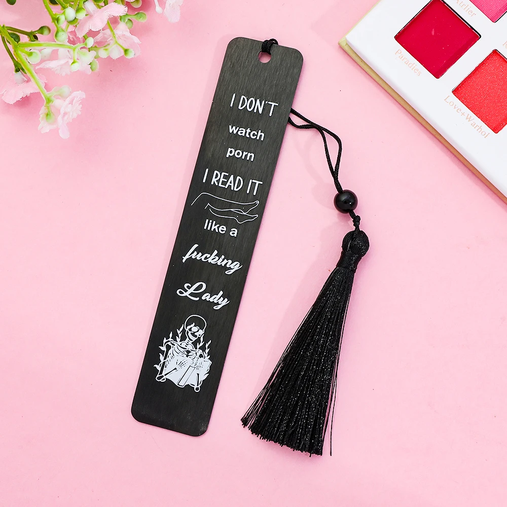 Creative electrophoretic black high-end skull text bookmark/exquisite packaging gift box stainless steel metal bookmark, learnin