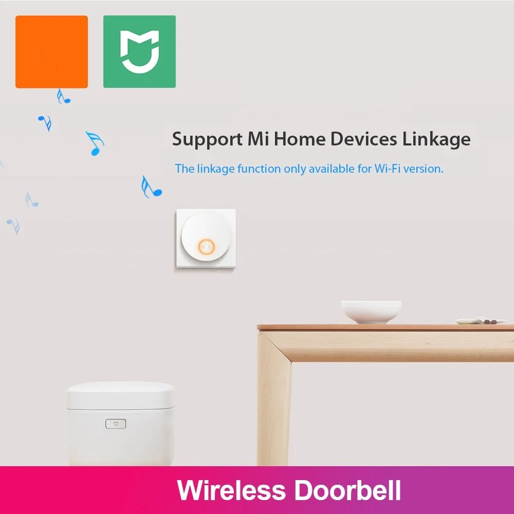 For Xiaomi Linptech Wireless Doorbell Self-Generating Smart Doorbell Transmitter Memory Function basic Version Connect Mijia App 5