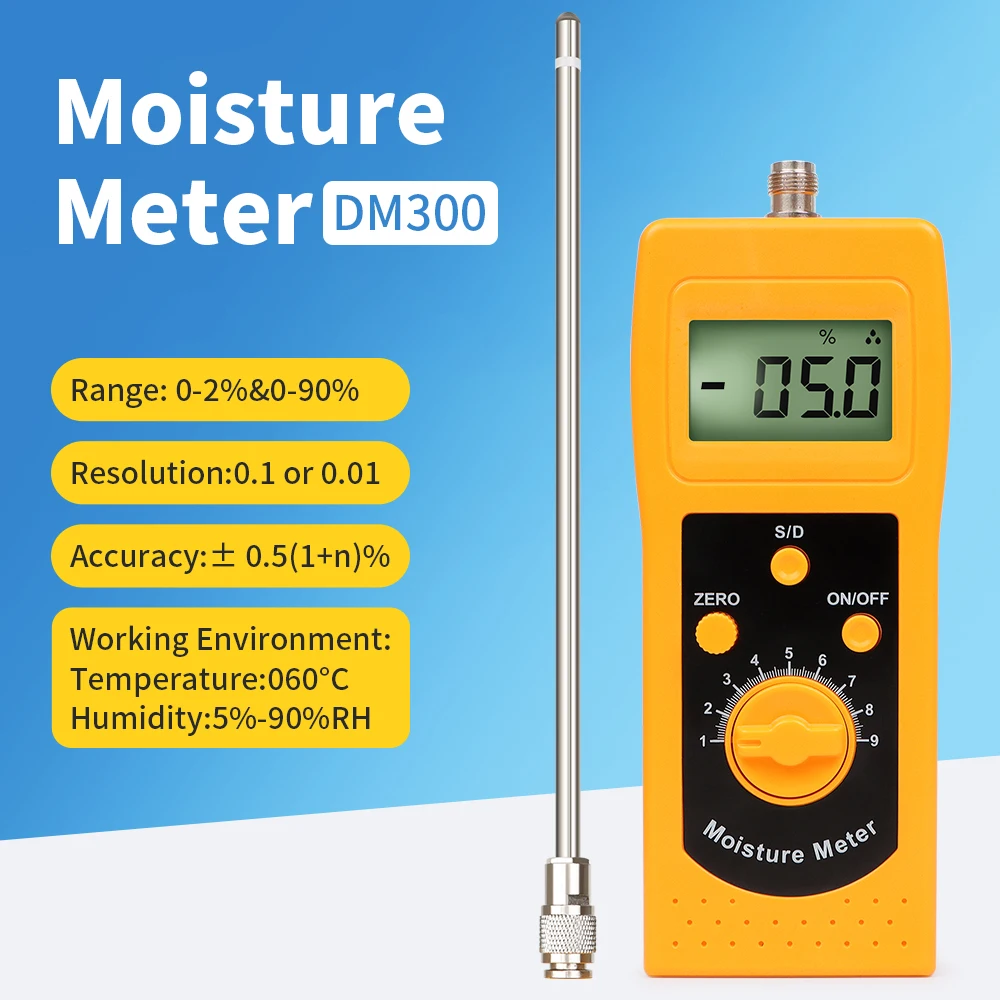 

DM300 High-Frequency Moisture Meter Hygrometer for Soil Silver Sand Chemical Combination Coal Powder Moisture Detector