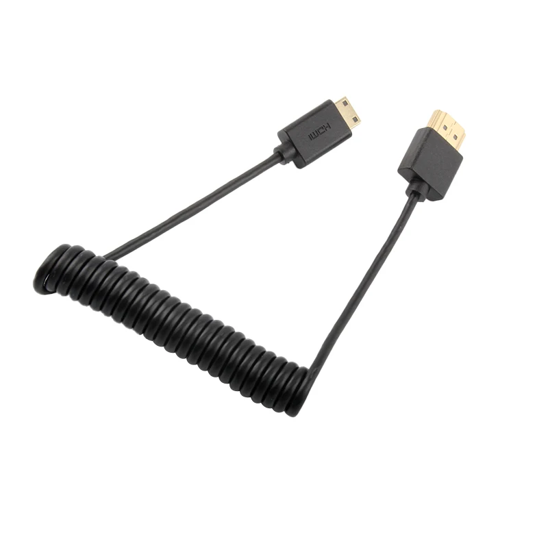 Mini HDMI to HDMI Coiled Cable for Canon EOS 6D 7D 50D 60D 60Da M M2 EOS 5D Mark II III 70D 100D 500D 550D 600D 650D 5D2 5D3