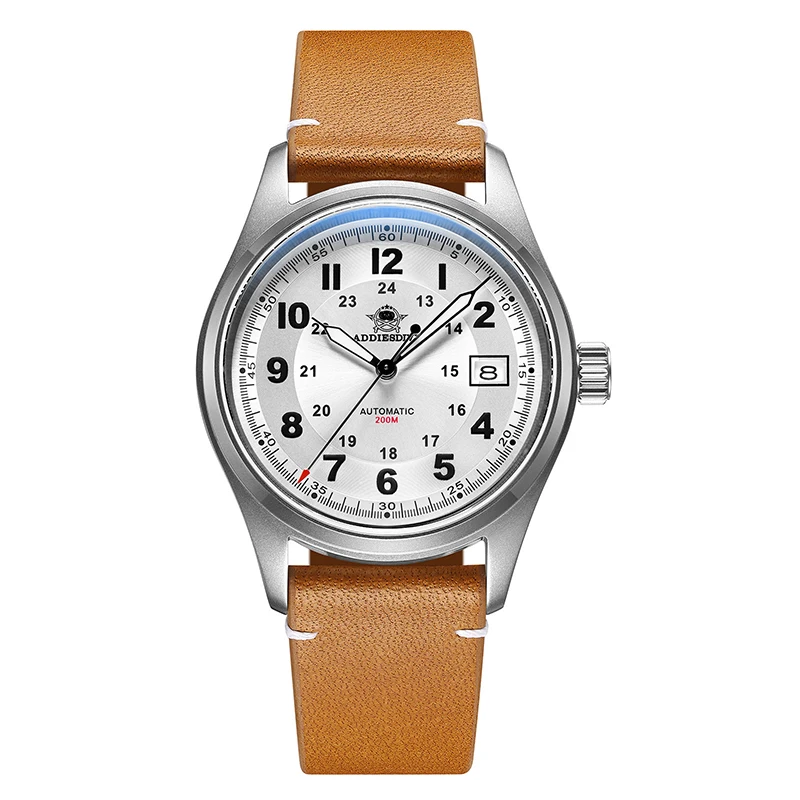 

ADDIESDIVE AD2048 Men Watch BGW9 Super Luminous Leather Strap Sapphire Crystal 20Bar Waterproof NH35 Automatic Mechanical Watch