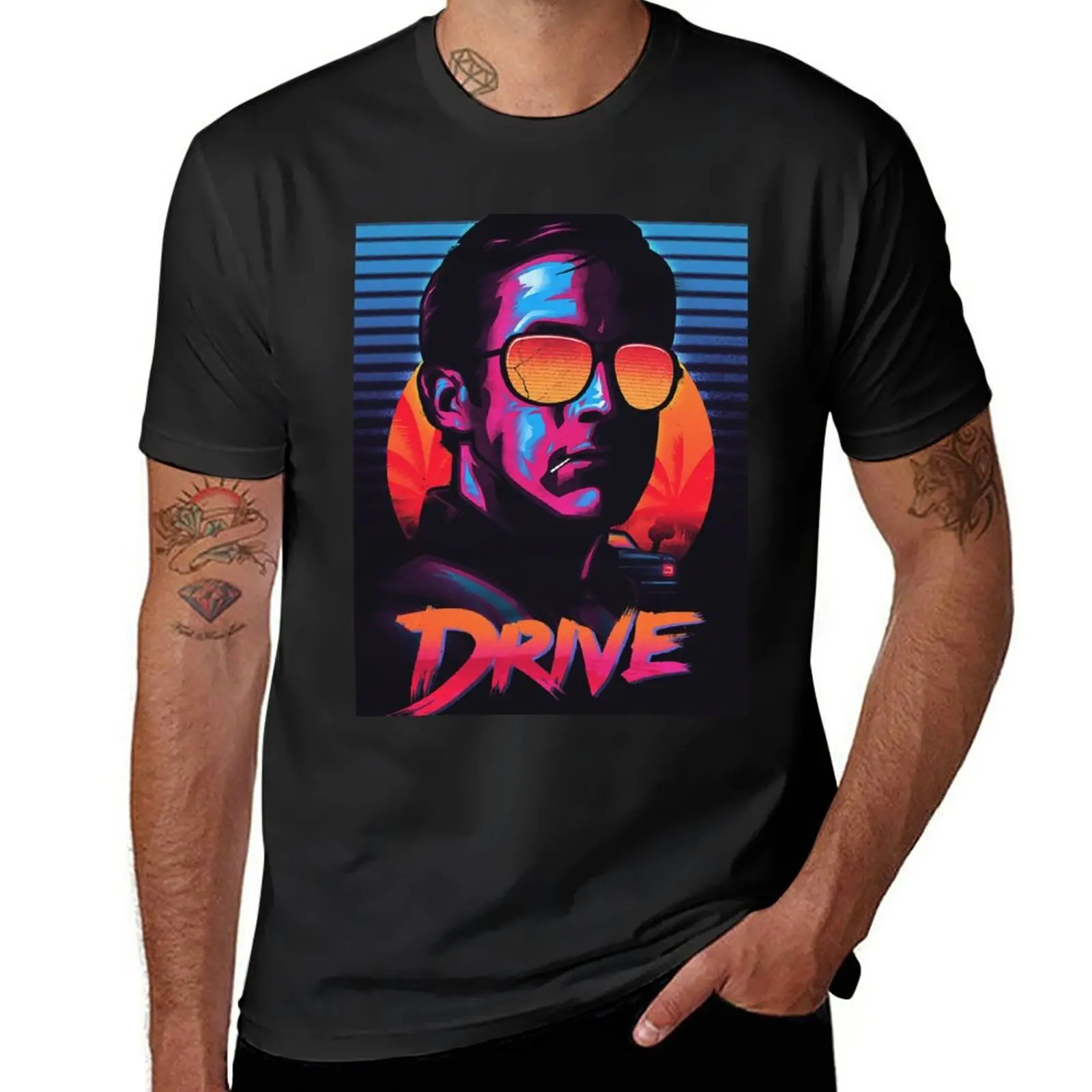 

New Drive illustration T-Shirt black t shirt anime Tee shirt Men's t-shirt