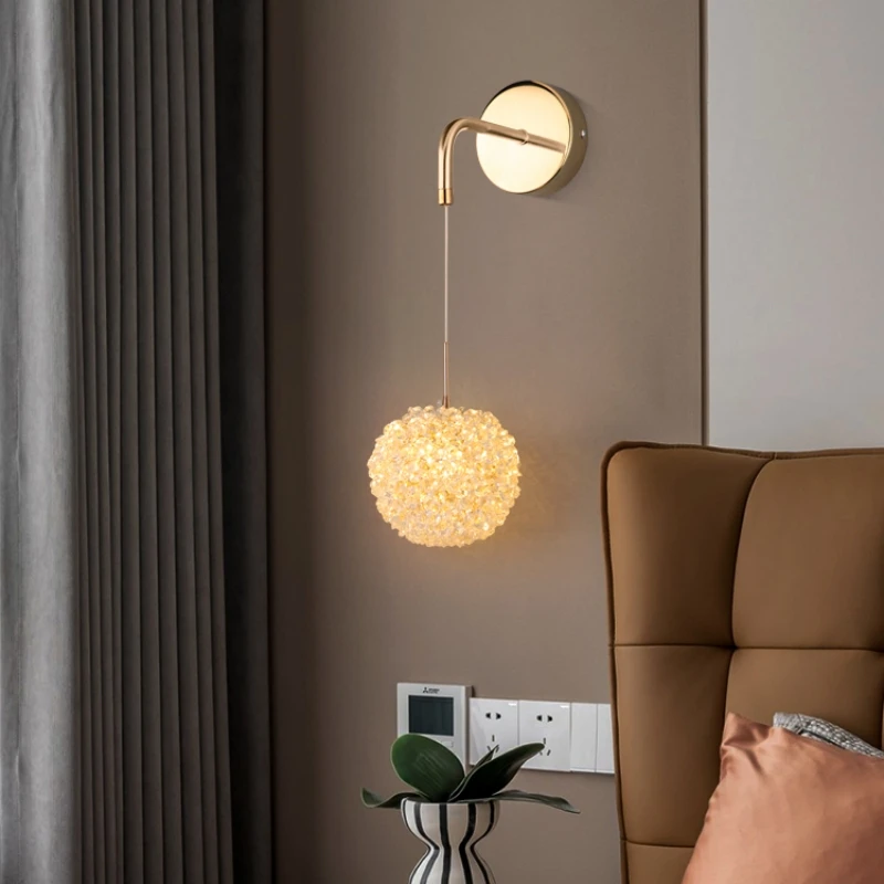 Beautiful Crystal Wall Lamp Gold Metal G9 Bulb Dining Room Bedroom Foyer Stairs Aisle Lighting Wire Adjustable Dropshipping 2