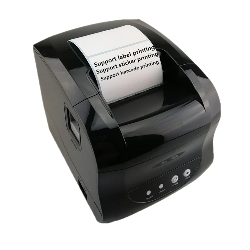 365B 열 스티커 라벨 바코드 POS 프린터 지원 20-80mm 너비 QR 코드 영수증 청구서 인쇄 USB 또는 블루투스 연결