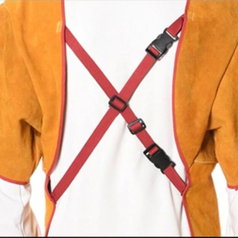 Welding Protective Gear cowhide leather welding clothes 105CM long heavy duty apron suit flame & wear resistant coat with sleeves for men