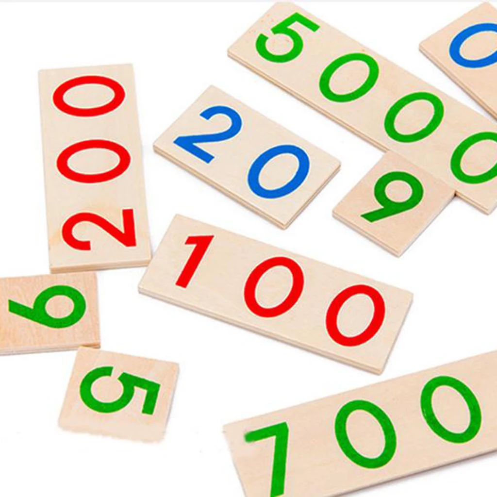 Wood Mathematics 1-9000 Number Multicolor Pre Counting Educational Developmental Montessori Math Learning Activity Toys For Kids