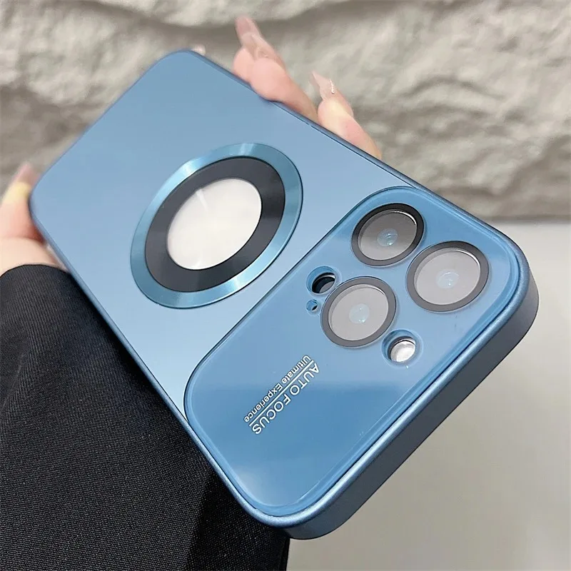 Luxury Titanium Metallic Matte Case with Glass Lens Camera Protection