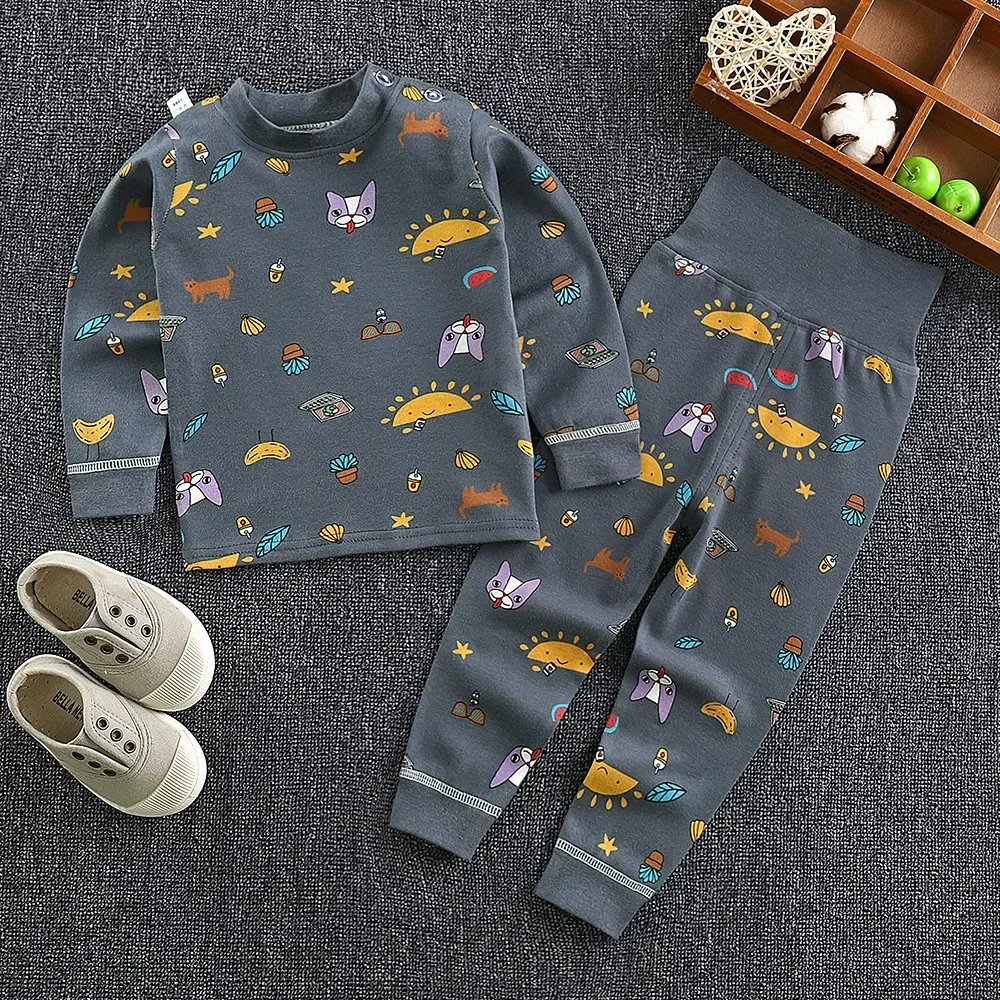 Children Clothes Children Underwear Suits Baby Pajamas Boys and Girls Pure Cotton High-waisted Autumn Pants Home Clothes