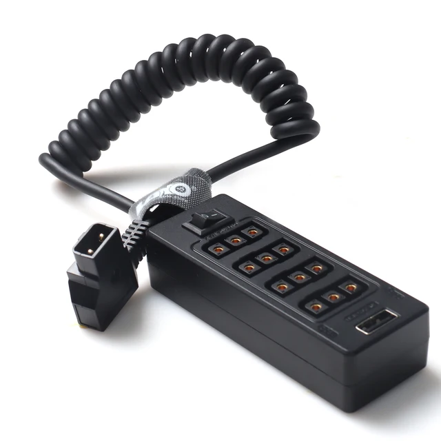 สายไฟกล้องแบบ D-Tap ตัวผู้ เป็น D-Tap ตัวเมีย 4 พอร์ต พร้อมปลั๊ก USB สายถักไนลอน สำหรับอุปกรณ์เสริมพลังงานการถ่ายภาพ 1
