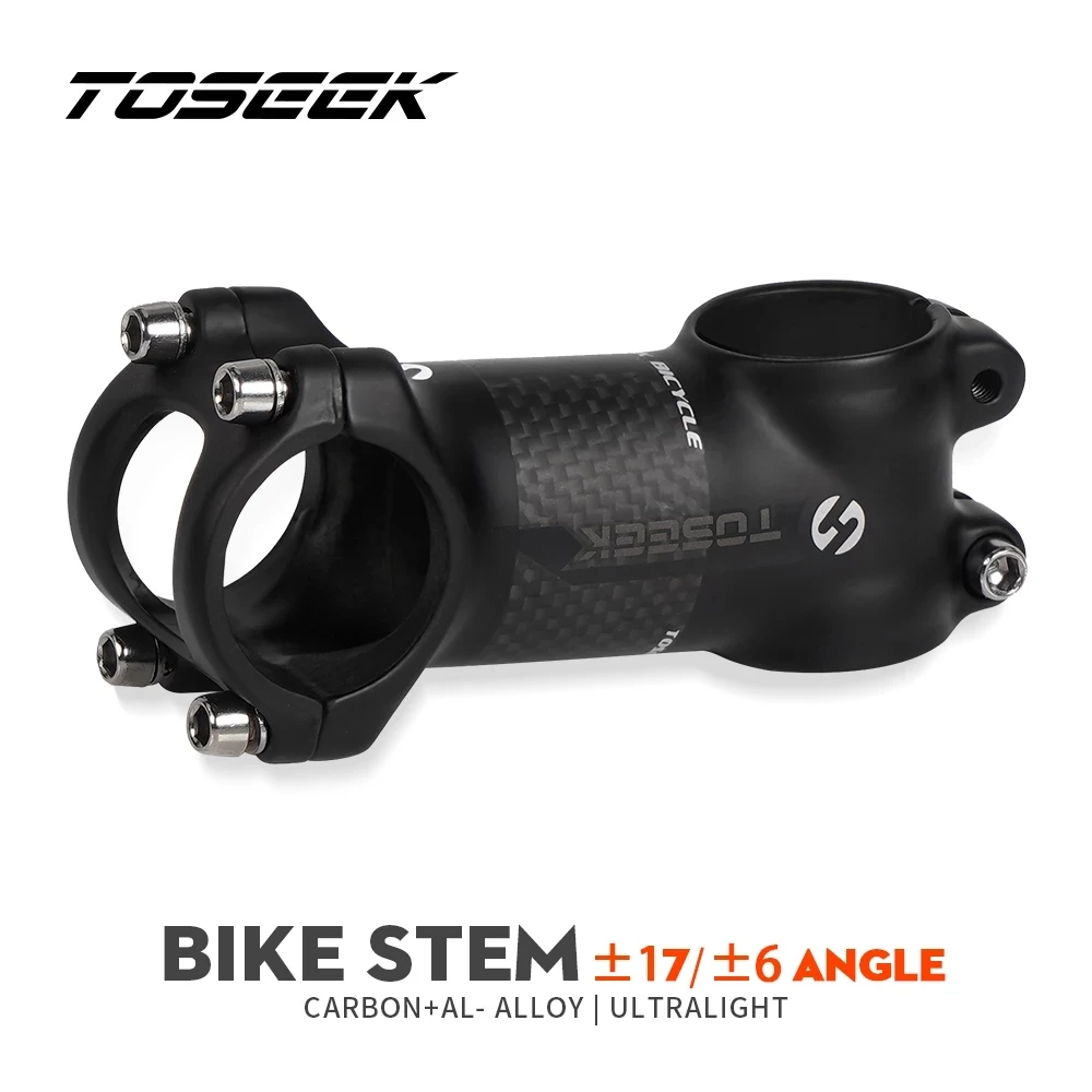 

TOSEEK Bicycle Stem 3K Carbon Fiber + Aluminum Bike Road MTB Stem Fork 28.6mm Handlebar 31.8mm Angle 6 / 17 Degrees
