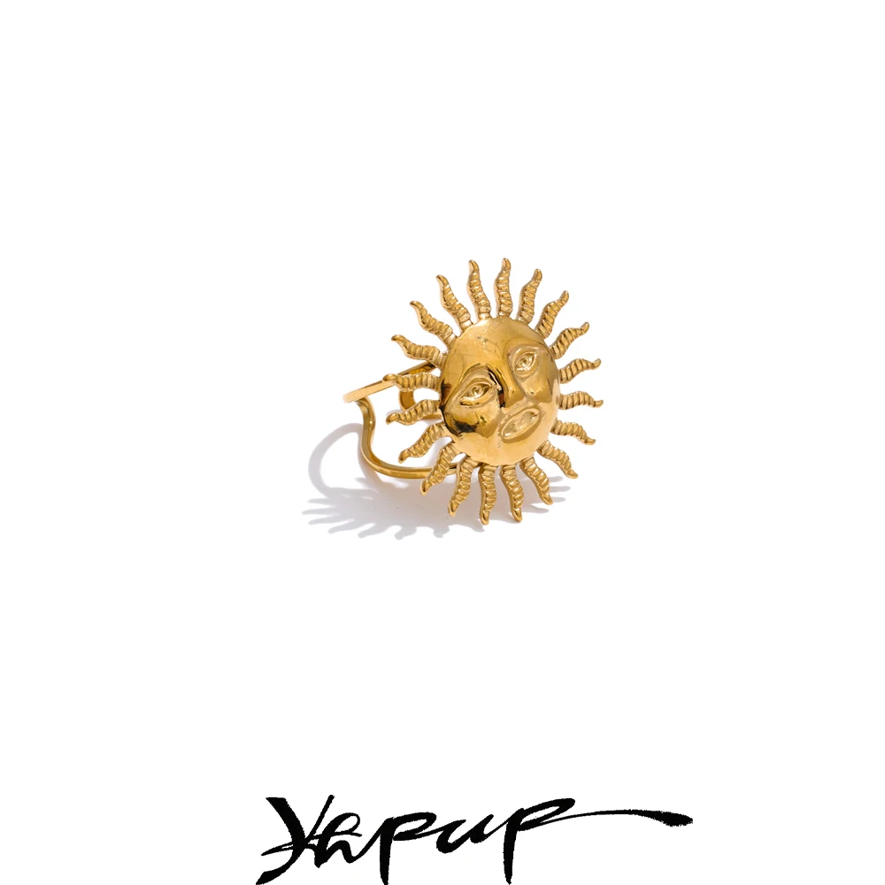 Yhpup Metal Ring 18K Golden Plated Adjustable