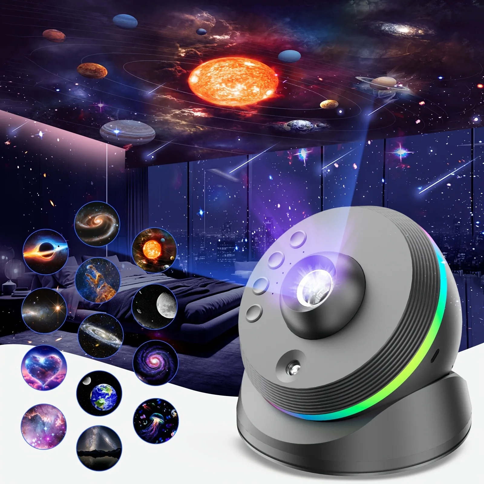 Phlight Projector 13 IN 1 Galaxy Star Projector with Meteor Ultra Clear Night Light Lamp ...