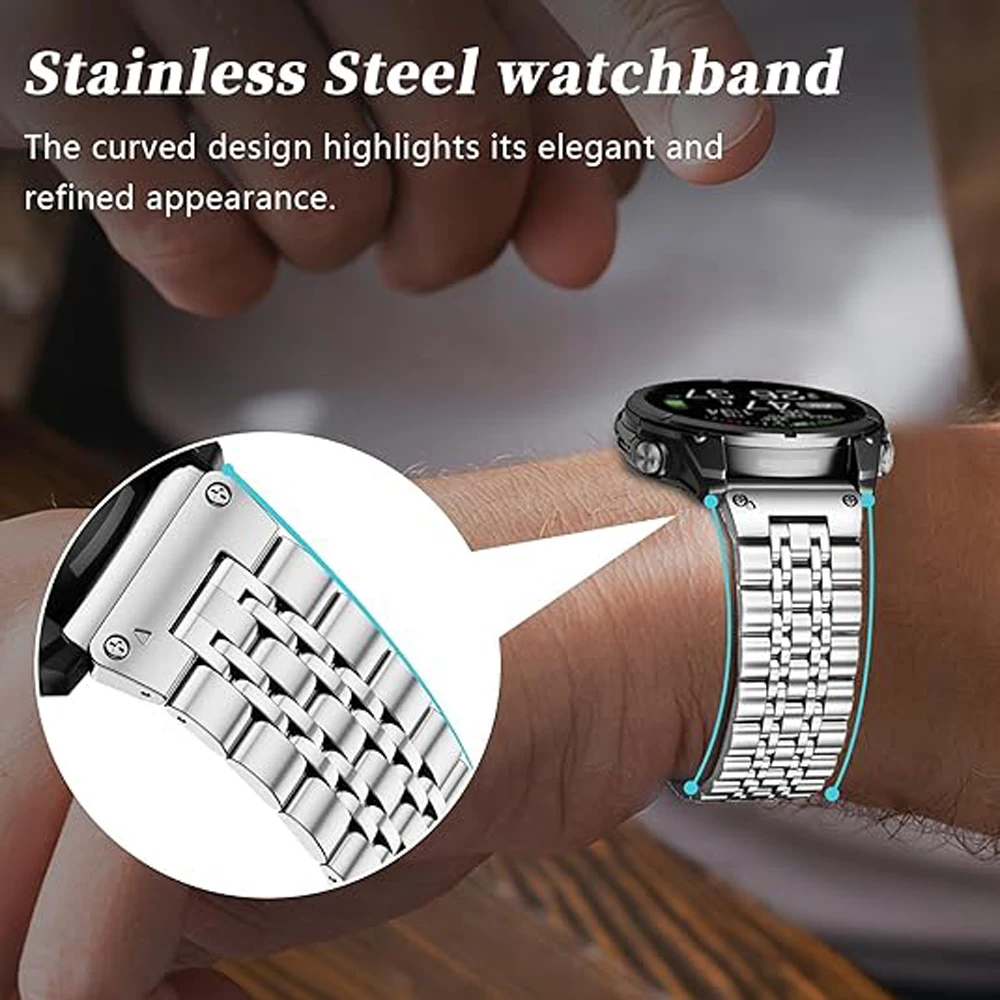 Premium Stainless Steel Watchband with QuickFit Adjustment - 22mm/26mm Metal Strap Bracelet