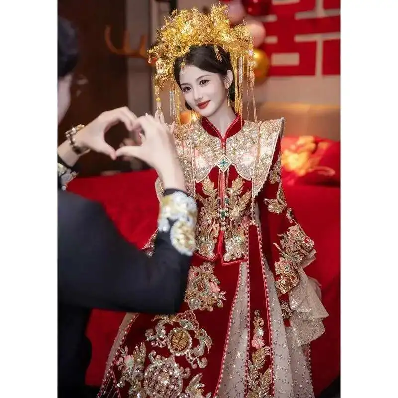 green emerald velvet dress Modern Hanfu Chinese Wedding Gown, Made to Order, Regal Empress  Hanfu  Story