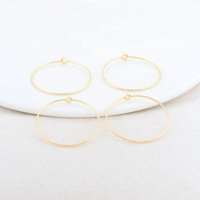 Brass 18K Gold Plated Circle Ear Wire Blank Hoops Earrings Loop