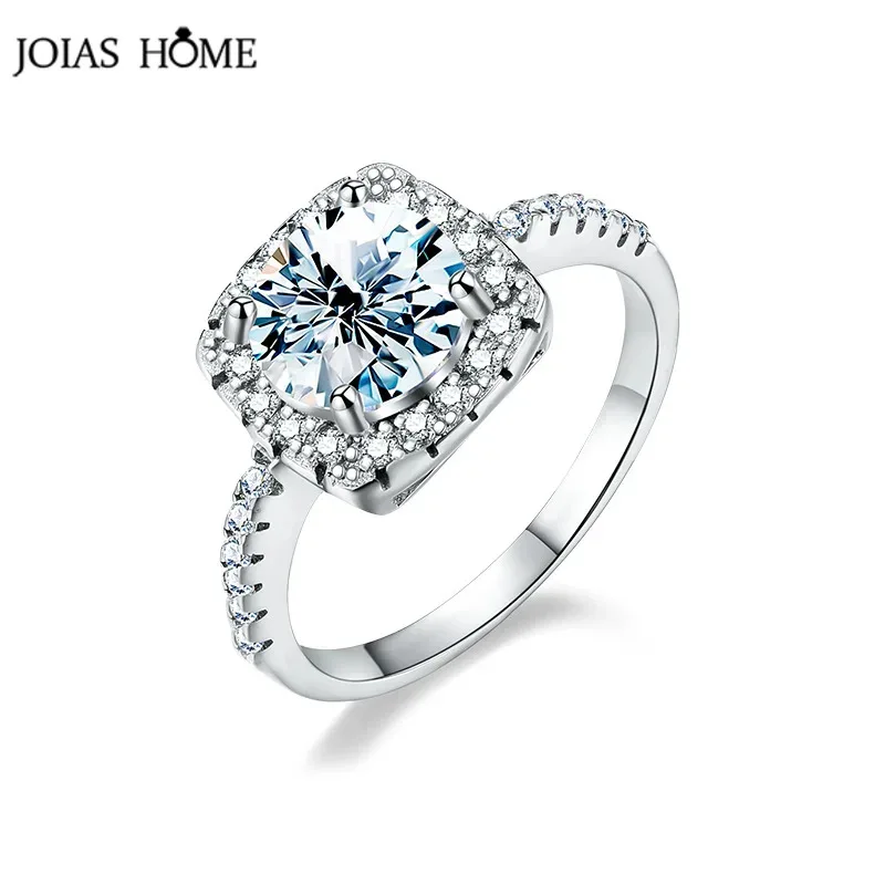 

JoiasHome 3ct Moissanite Engagement Ring Blue Green Color 925 Sterling Silver GRA Certificate Big Silver Wedding Rings For Women