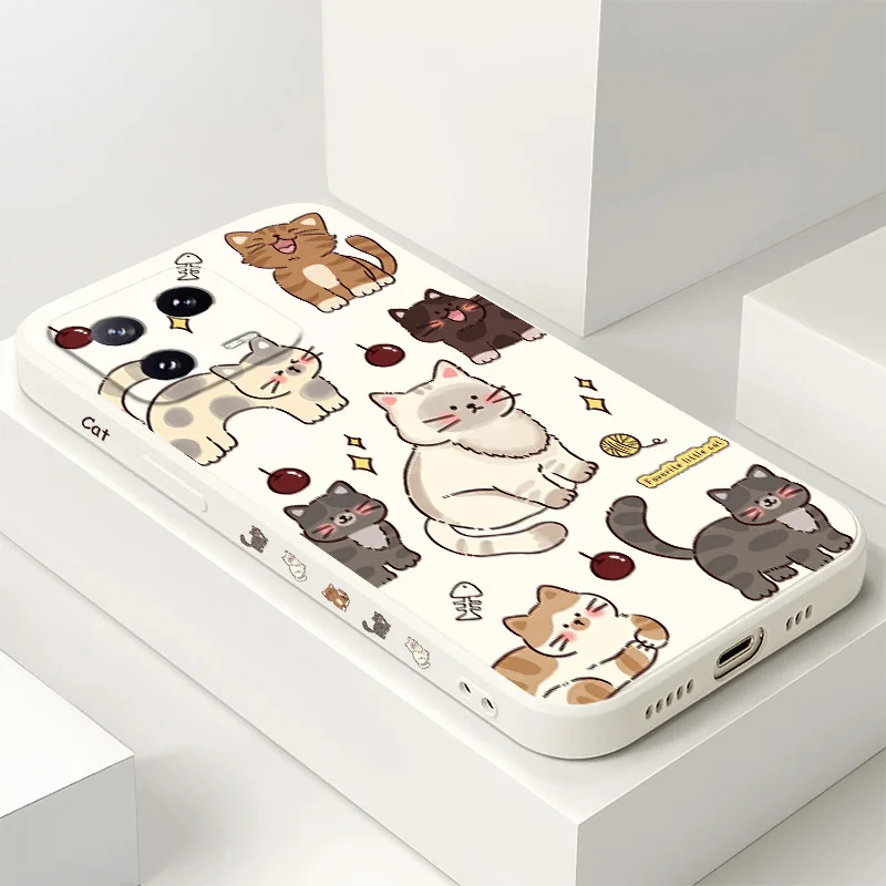 Adorable Cat Liquid Silicone Phone Case Cover