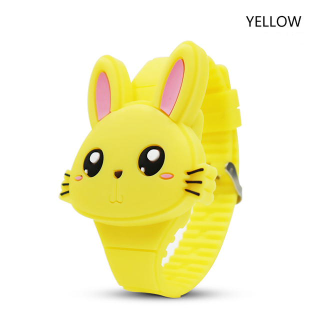 Rabbit Girls Watches with Bracelet Flip Cover Rubber Led Digital Kids Watch Child Clock Relogio Infantil Menino