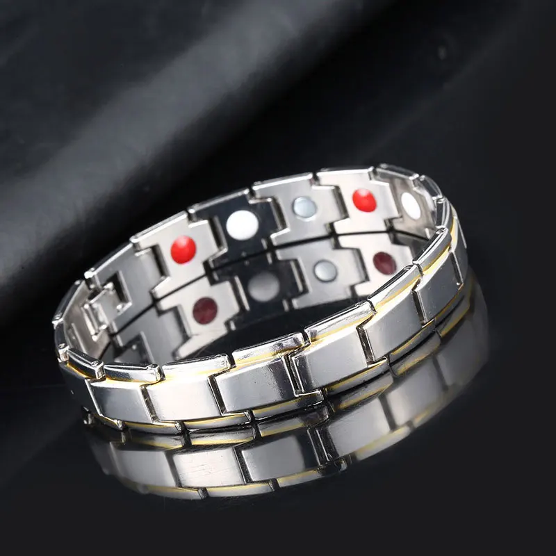 Men Bracelet 4 IN 1 Health Energy Bangle Arthritis Twisted Magnetic Exquisite Bracelet Male Gift Power Therapy Magnets magnetic bracelet