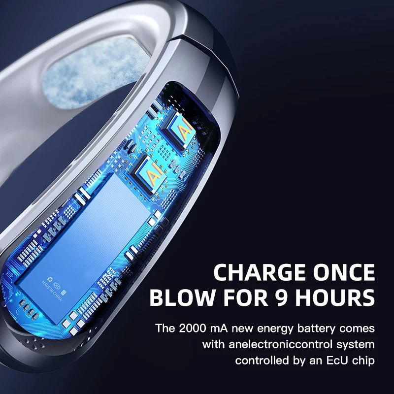 Xiaomi 8000mAh Hanging Neck Fan Portable Bladeless Mini USB Rechargeable Mute LED Digital Display Electric Fan Air Cooler Summer 4 Xiaomi 8000mAh Hanging Neck Fan Portable Bladeless Mini USB Rechargeable Mute LED Digital Display Electric Fan Air Cooler Summer 4