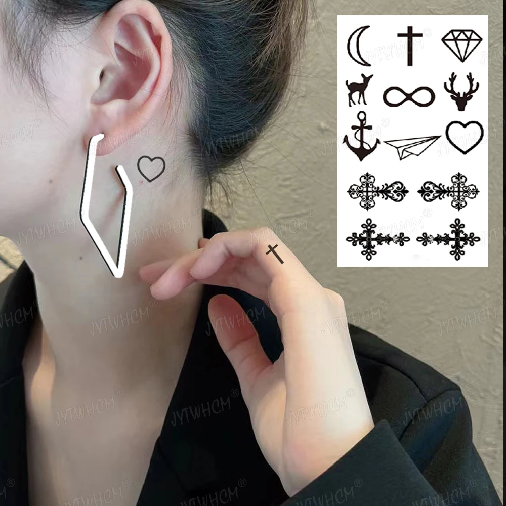 

Waterproof Temporary Tattoo Stickers Black Heart Shape Design Body Art Fake Tatto Couple Wrist Ankle Neck Flash Tattoo For Women