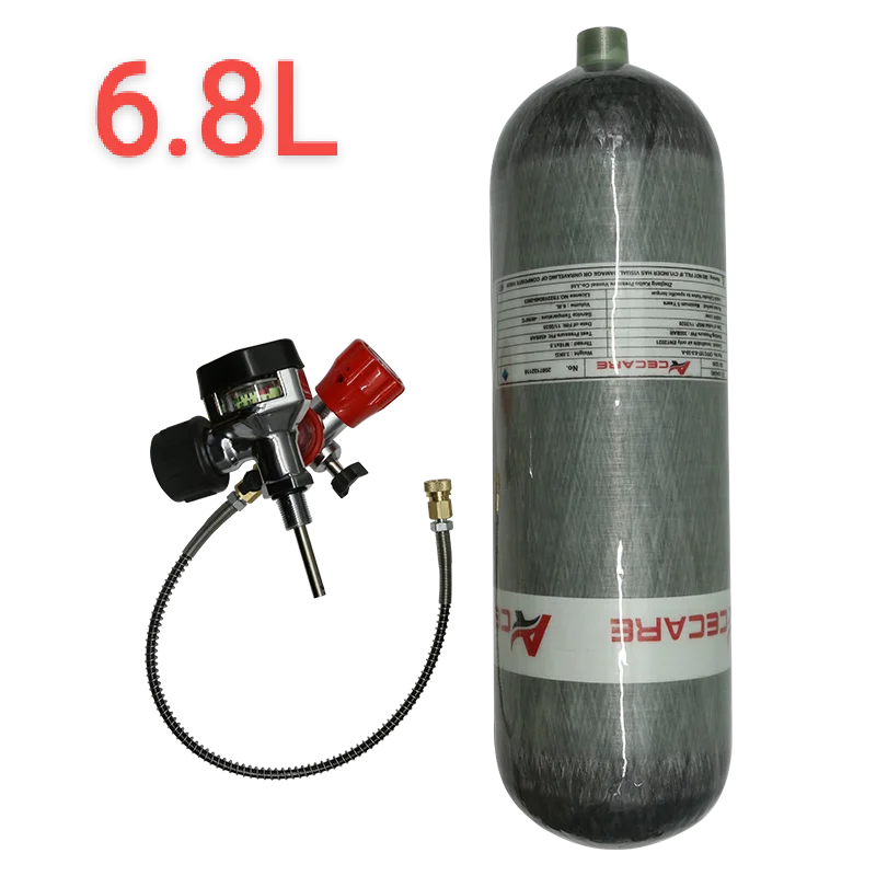 acecare 3l ce 4500psi 300bar carbon fiber cylinder filling station with valve for scuba diving m18 1 5 ACECARE 6.8L CE Carbon Fiber Cylinder 300bar Tank With Gauge Valve and Filling Station Thread M18*1.5 for Diving