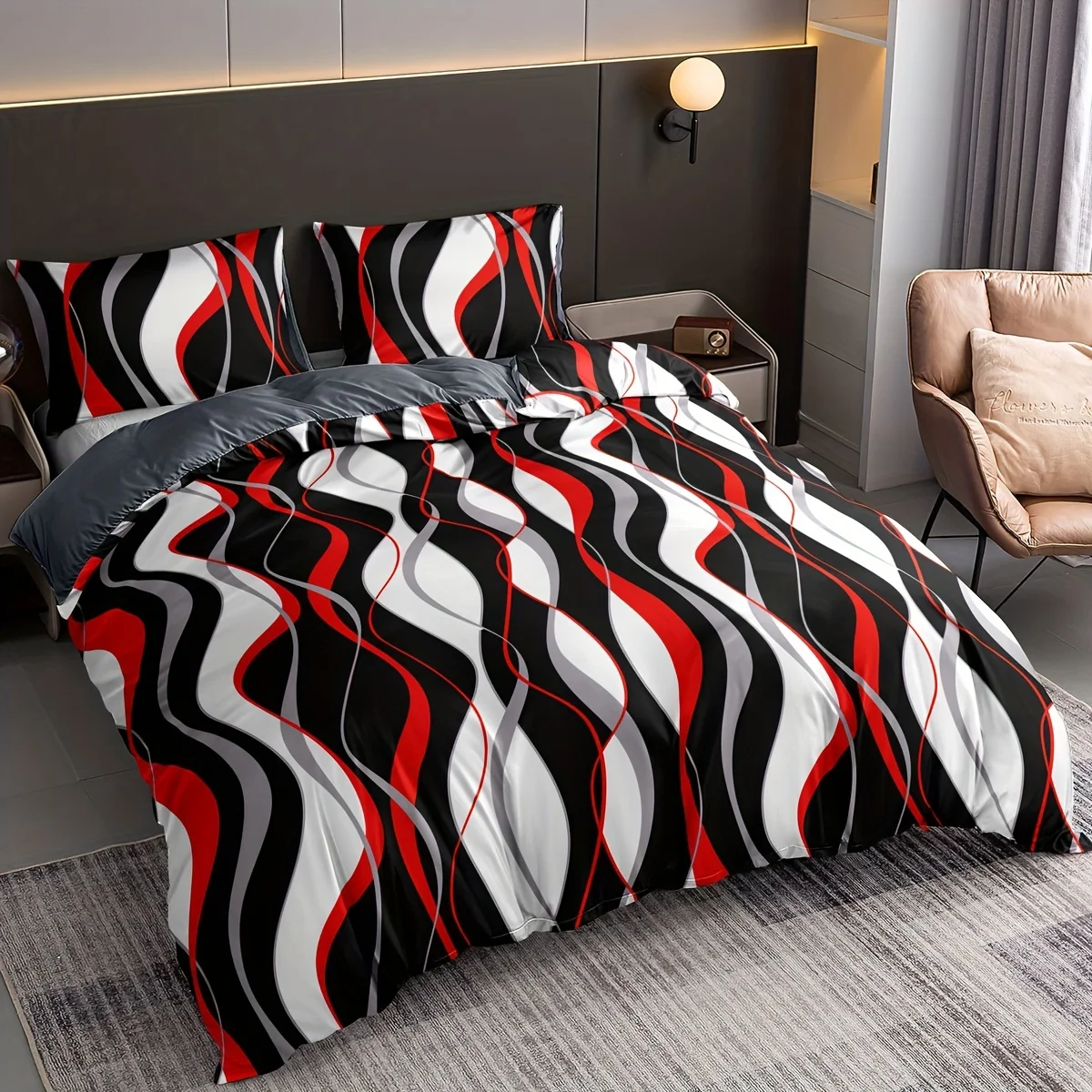 

Colorful Line Print Bedding Set Soft Comfortable Breathable Duvet Cover For Bedroom Guest Room (1*Duvet Cover + 2*Pillowcase)