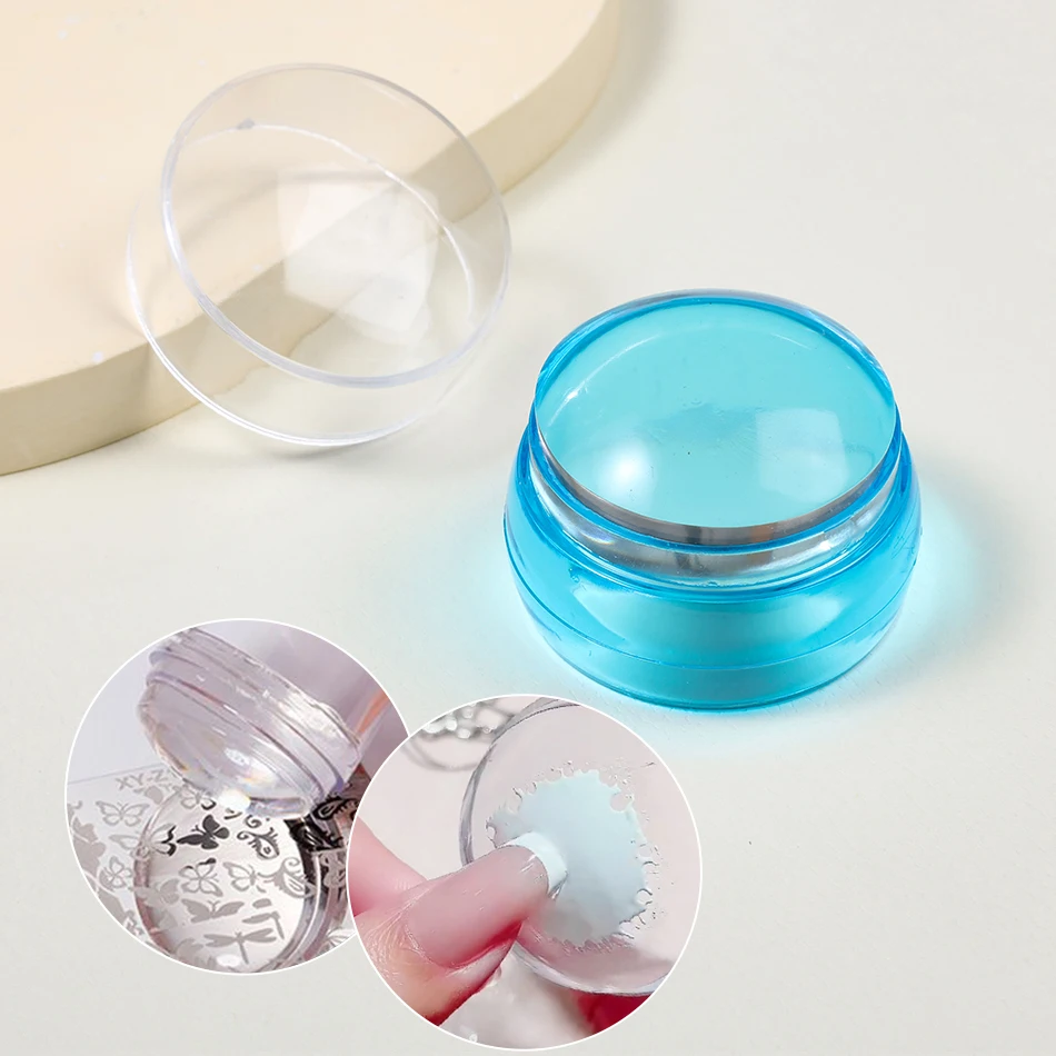 1개 실리콘 네일아트 스탬핑 키트 프렌치 디자인 매니큐어 플레이트 스탬프 폴리..