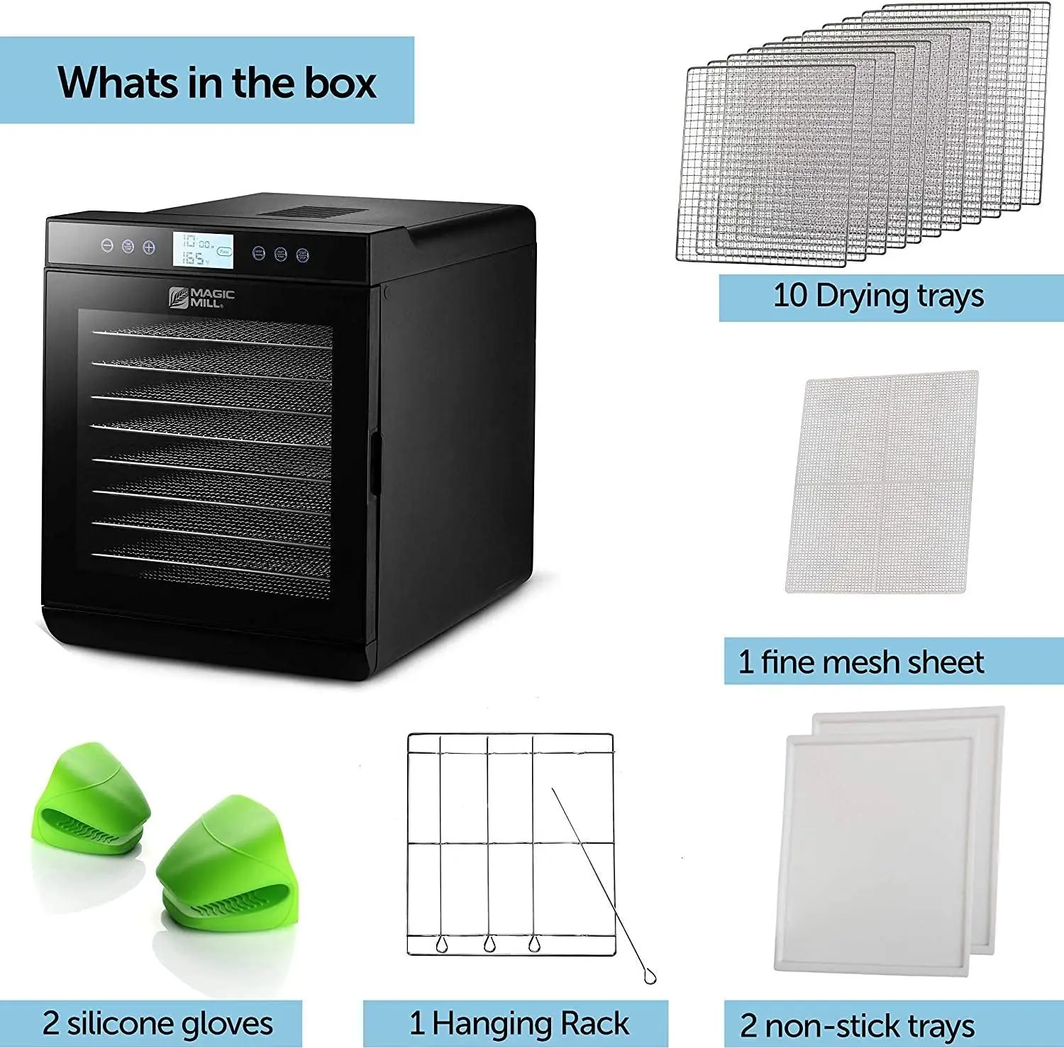 (10 Stainless Steel Trays) Digital Adjustable Timer Temperature Control Keep Warm Function 6