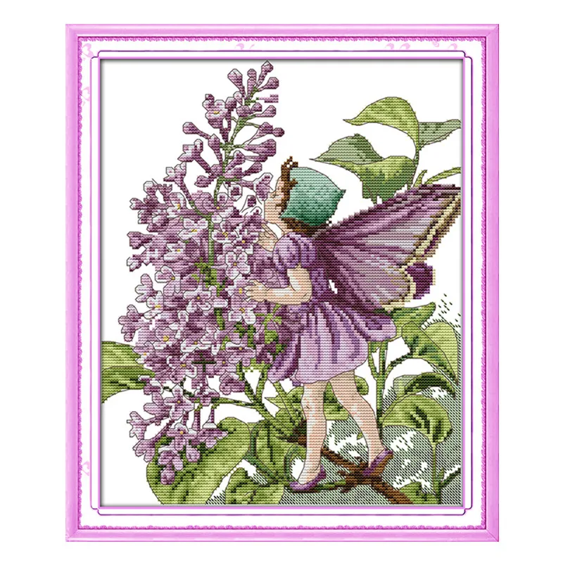 

Lilac Fairy cross stitch kit people 18ct 14ct 11ct count print canvas stitches embroidery DIY handmade needlework