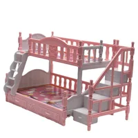 Double Princess Bed Play House Accessories Included Large Size Double-decker Princess Bed 1/12 Furniture  Bed Toy Accessories 1