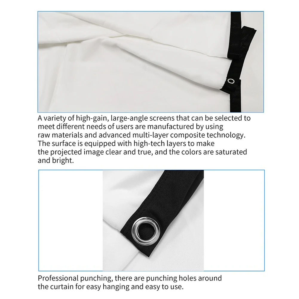 16:9 Projector Screen Projection Reflective Curtain Screen Simple Projector Portable HD Display 60 /72/ 84 /100 /120 inch projector screen,projection screen