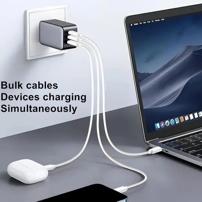 10-Pack USB C Charger Cable, Multipack PD 60W Fast Charge USB-C to Type C Bulk Charging Cords White, 3.3ft