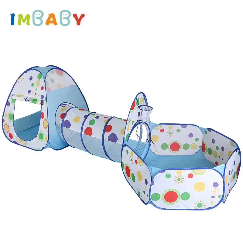 Children's Tent Foldable Baby 3In1 Playground Playpen for Children Indoor Balls for Dry Pool with Polyester Tunnel Games for Kid 6