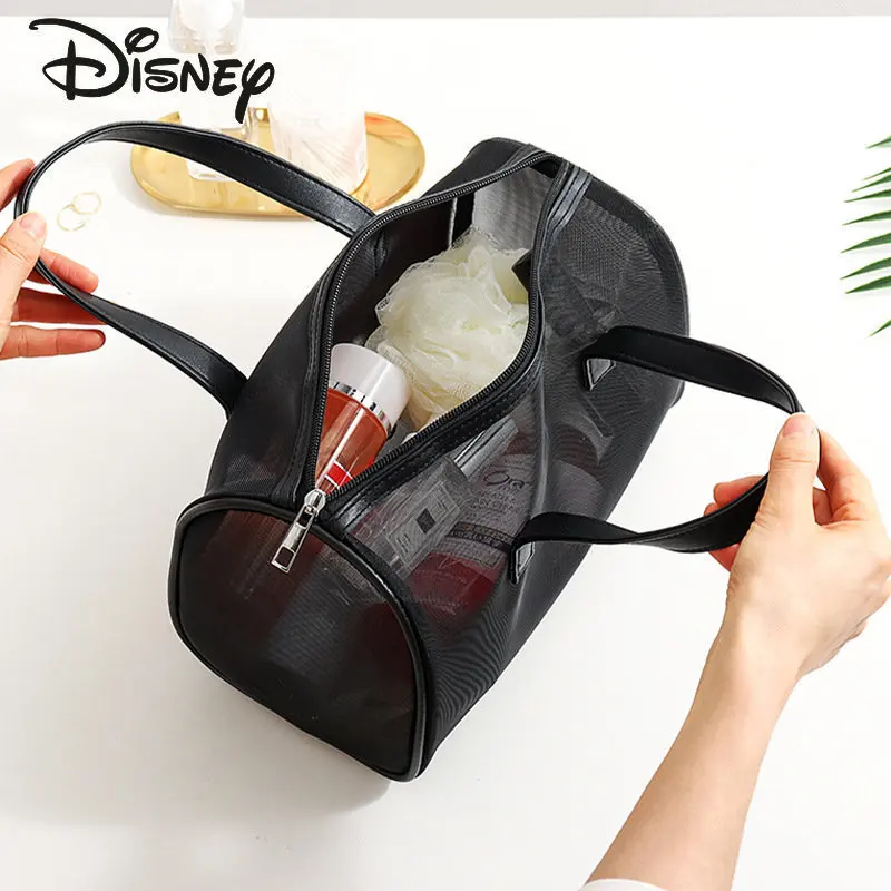 Disney Mickey New Unisex Makeup Bag Fashion High Quality Mesh Women's Handbag Cartoon Large Capacity Business Travel Storage Bag