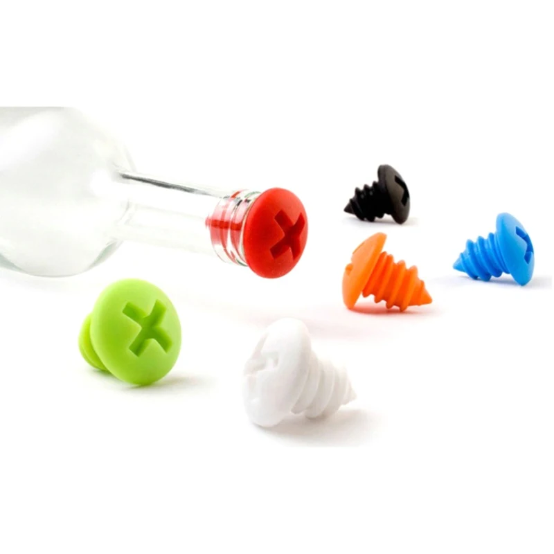 1pcs Silicone Wine Stopper Screw Shape Wine Bottle Cap Creative Accessories Home Party Use Food-grade Kitchen Gadget