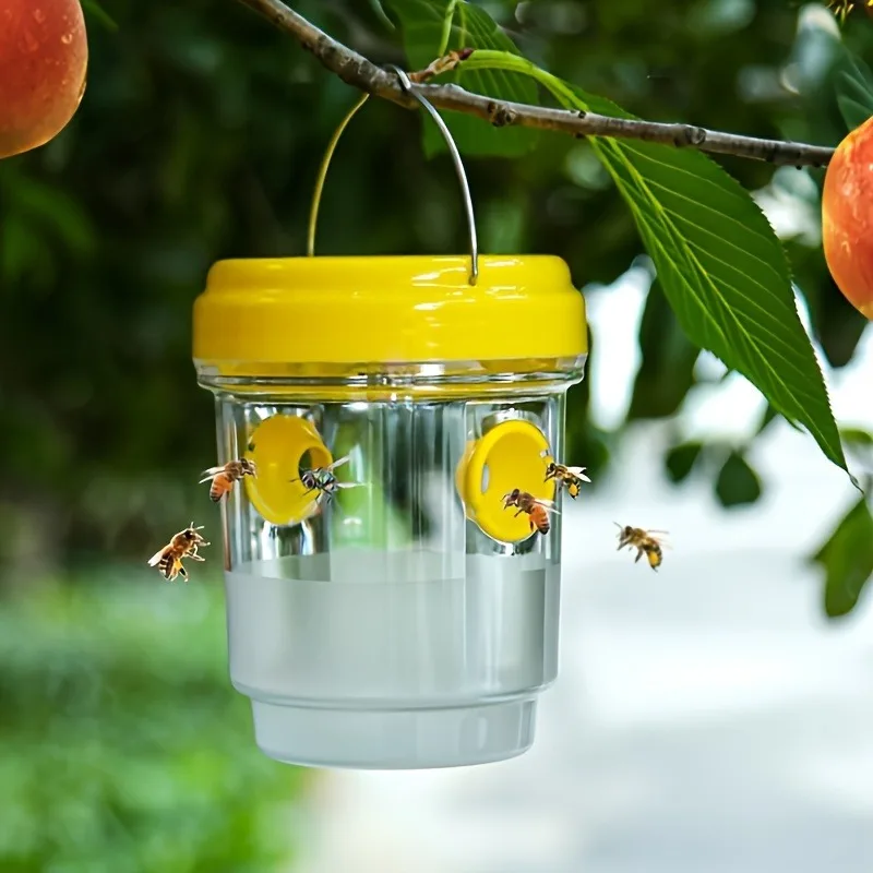 Clear Plastic Outdoor Insect Trap with Lid - Effective for Catching Fruit Flies, Wasps, Transparent Design for Easy Monitoring