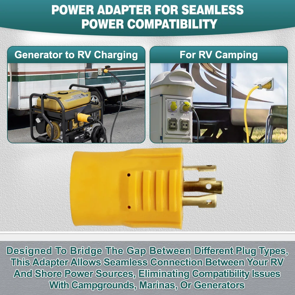 30A to 15A Shore Power plug Generator Adapter For NEMA L5-30P Male to 5-15R/5-20R or 6-15/20R Female US Plug Type Standard